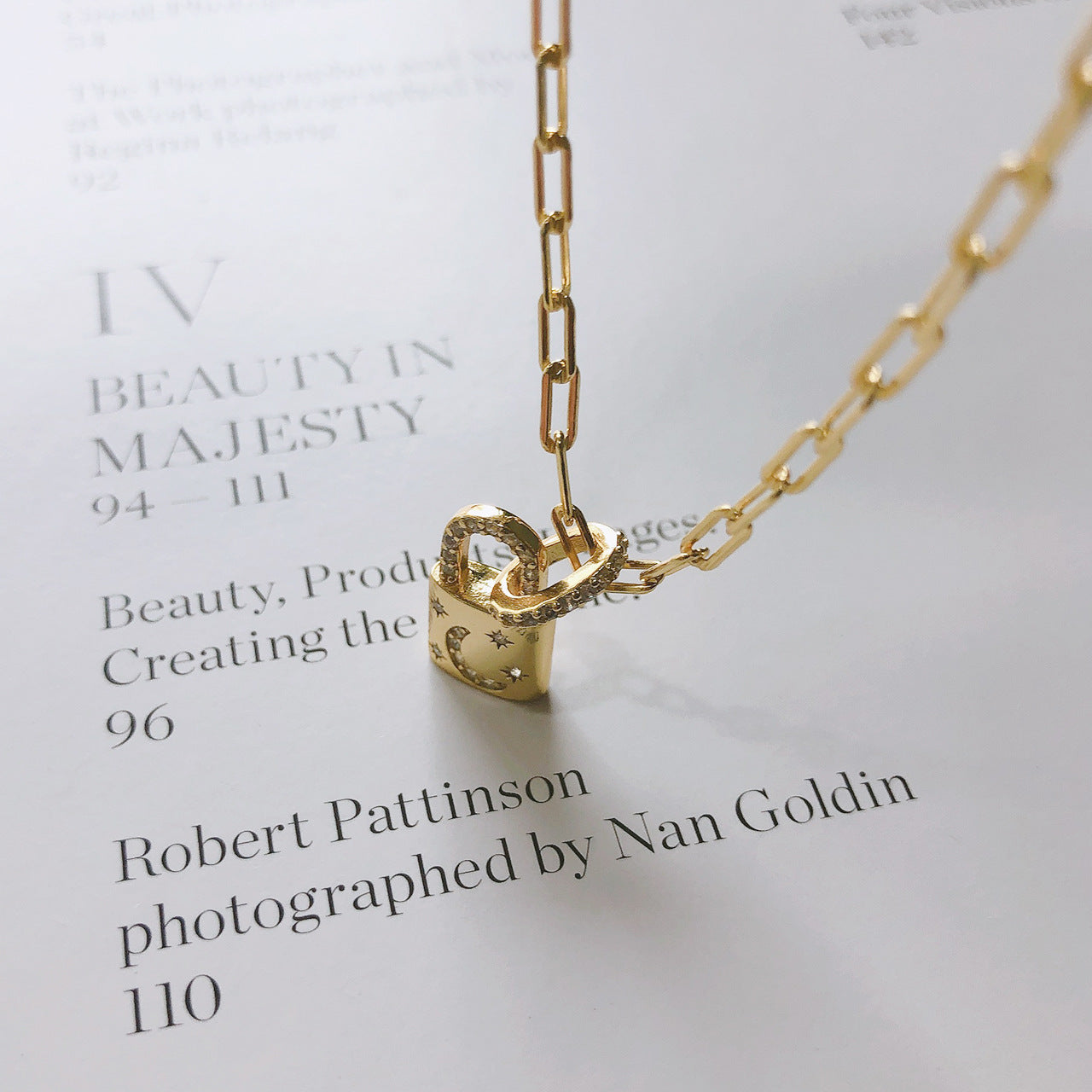 Sterling Silver Diamond Lock Necklace – Trendy Short Chain