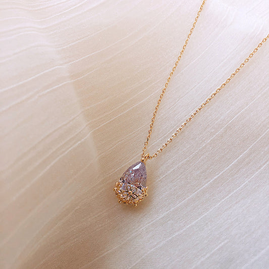 Radiant Poise Teardrop Pendant Necklace in Gold-Plated Finish