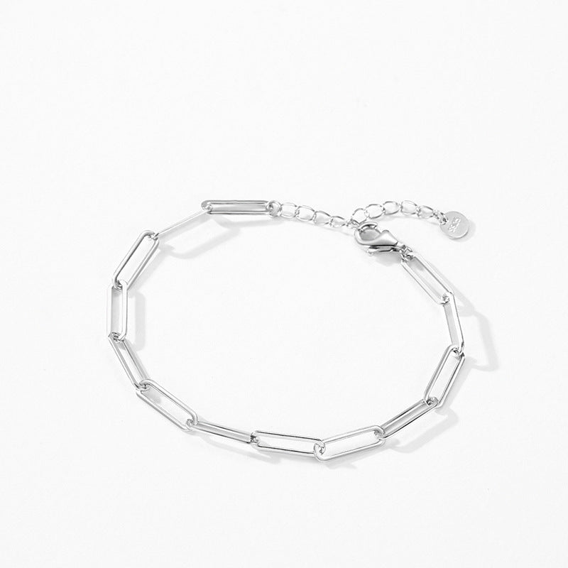 Modern Sweetness 925 Silver Paperclip Chain Bracelet