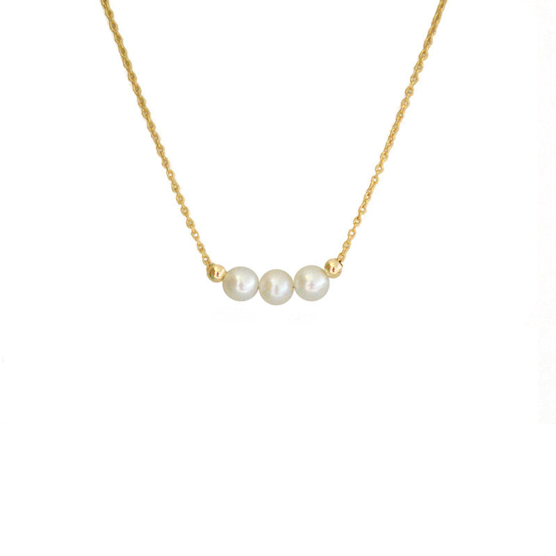Soft Minimalism Korean Geometric Pearl Necklace
