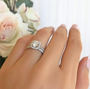 Enduring Sparkle Halo Engagement Ring in Silver Ton