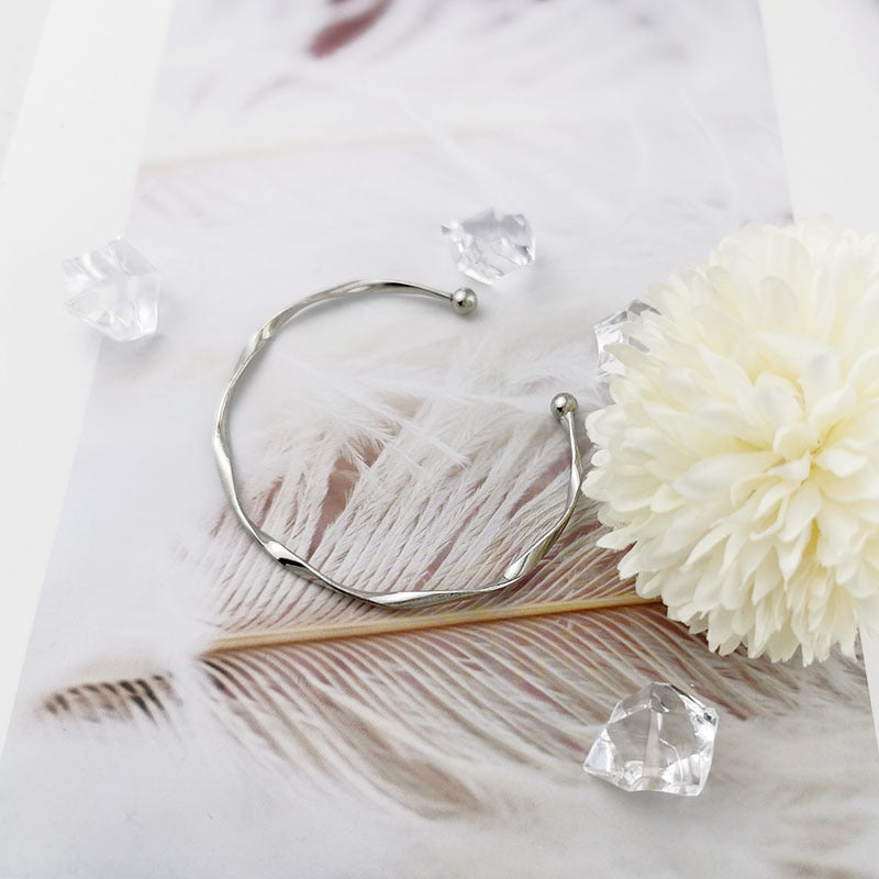 Effortless Shine Twisted Silver Open Cuff Bracelet