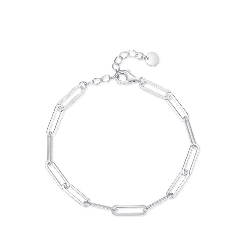 Modern Sweetness 925 Silver Paperclip Chain Bracelet