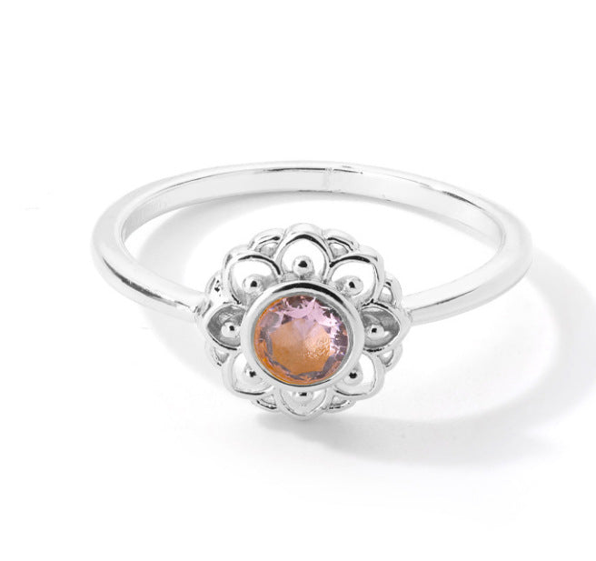 Golden Bloom Pearl Flower Ring in Stainless Steel