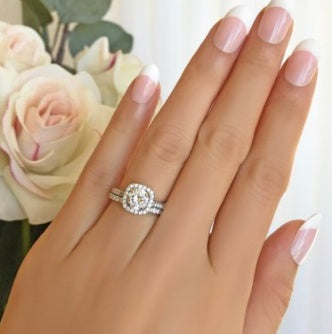 Enduring Sparkle Halo Engagement Ring in Silver Ton