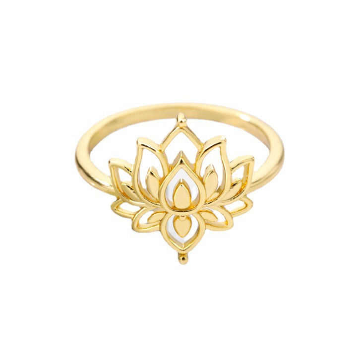 Golden Bloom Pearl Flower Ring in Stainless Steel