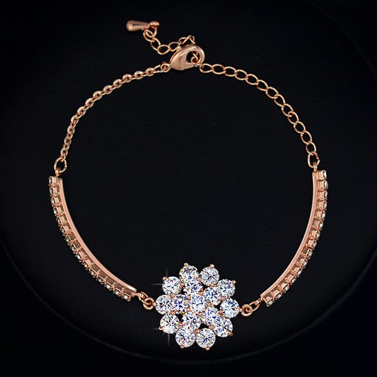 Radiant Bloom Rose Gold Zirconia Bracelet