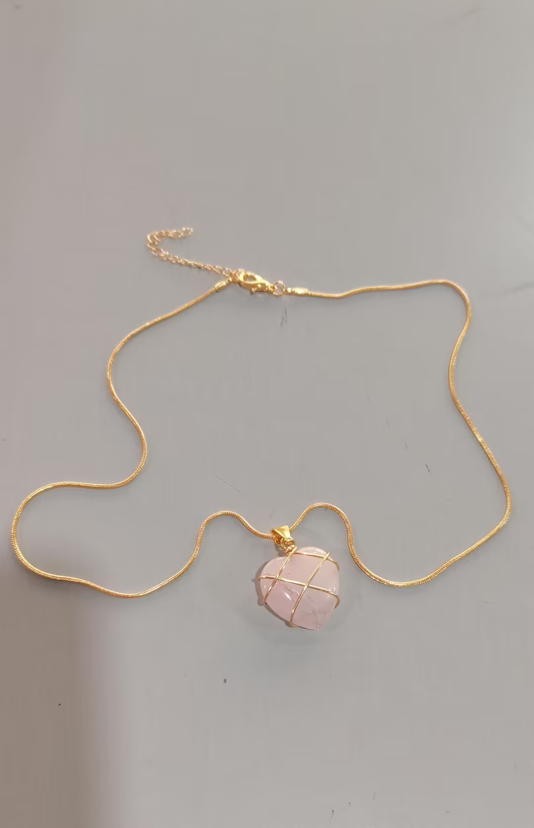 Soft Devotion Heart Moonstone Necklace in Gold-Plated Copper