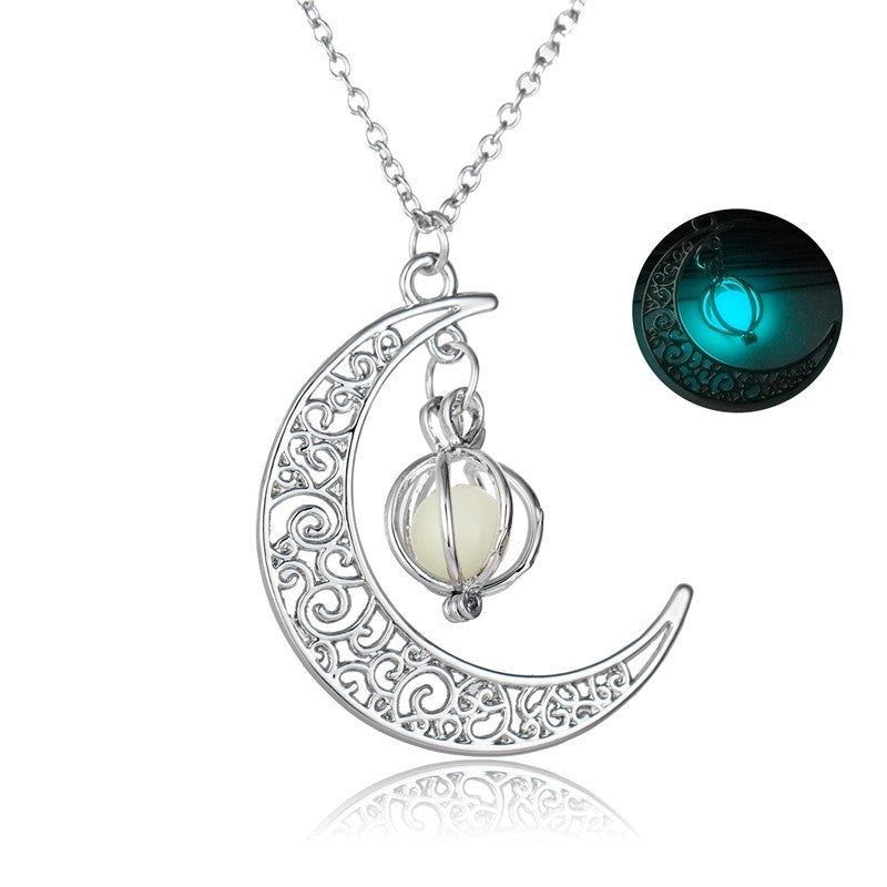 Midnight Glow Luminous Moon Pendant Necklace