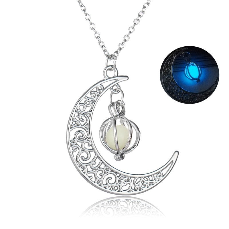 Midnight Glow Luminous Moon Pendant Necklace