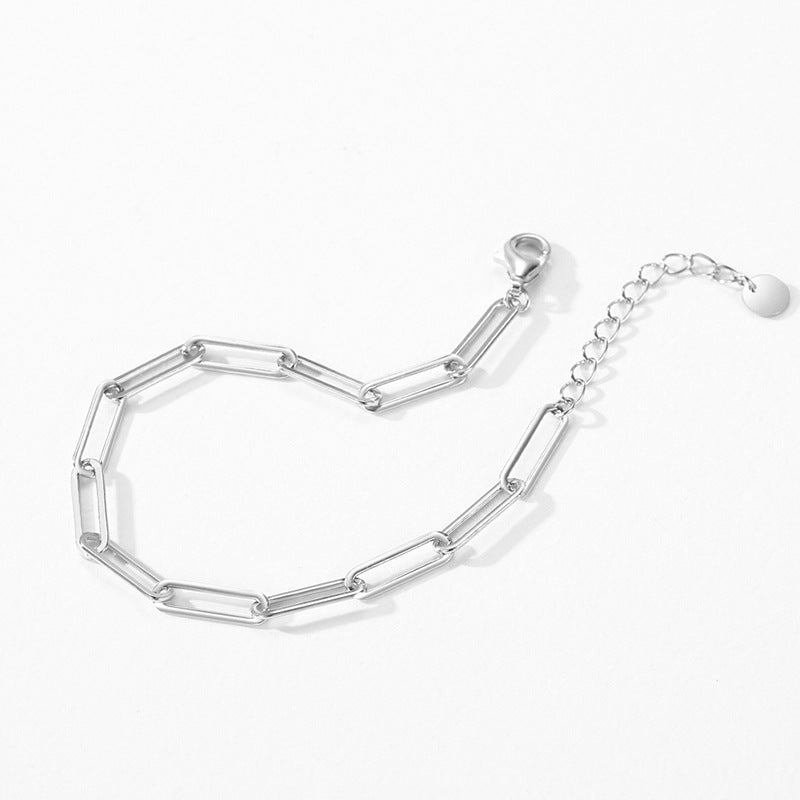 Modern Sweetness 925 Silver Paperclip Chain Bracelet