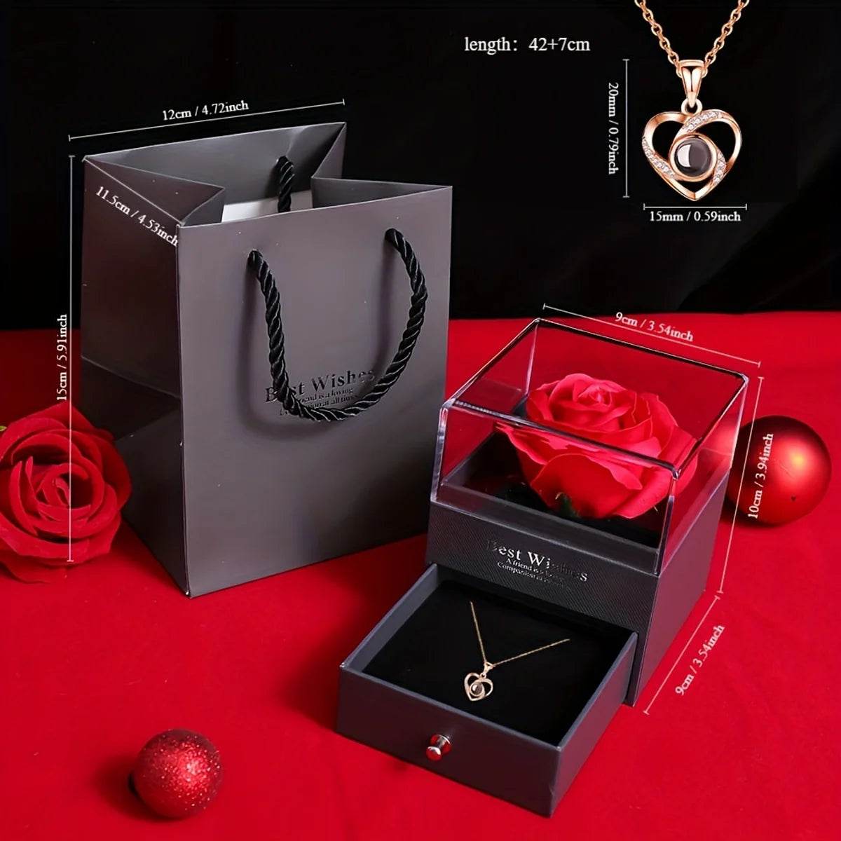 Timeless Love – Heart Crystal Necklace Gift Set