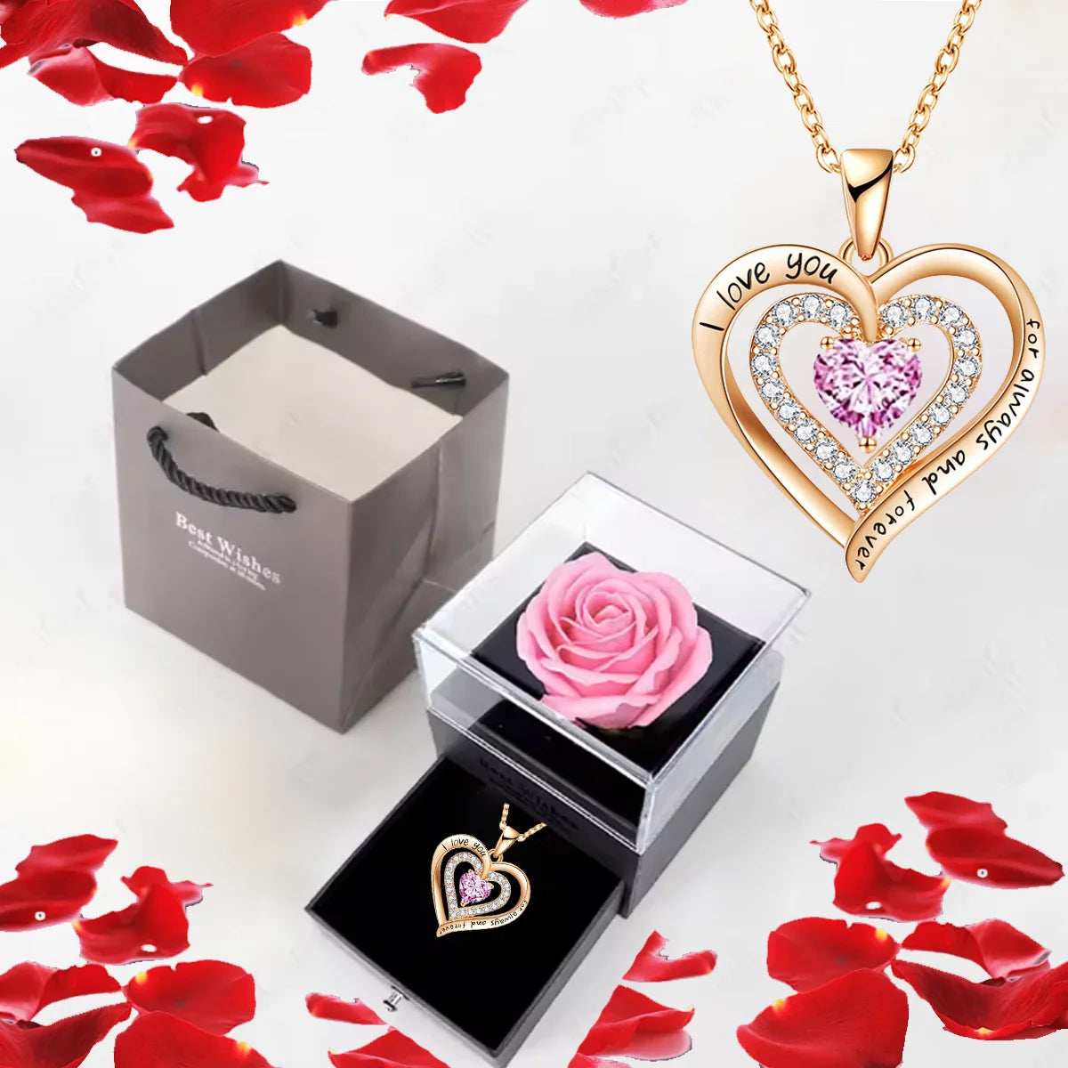 Timeless Love – Heart Crystal Necklace Gift Set