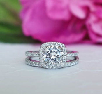 Enduring Sparkle Halo Engagement Ring in Silver Ton