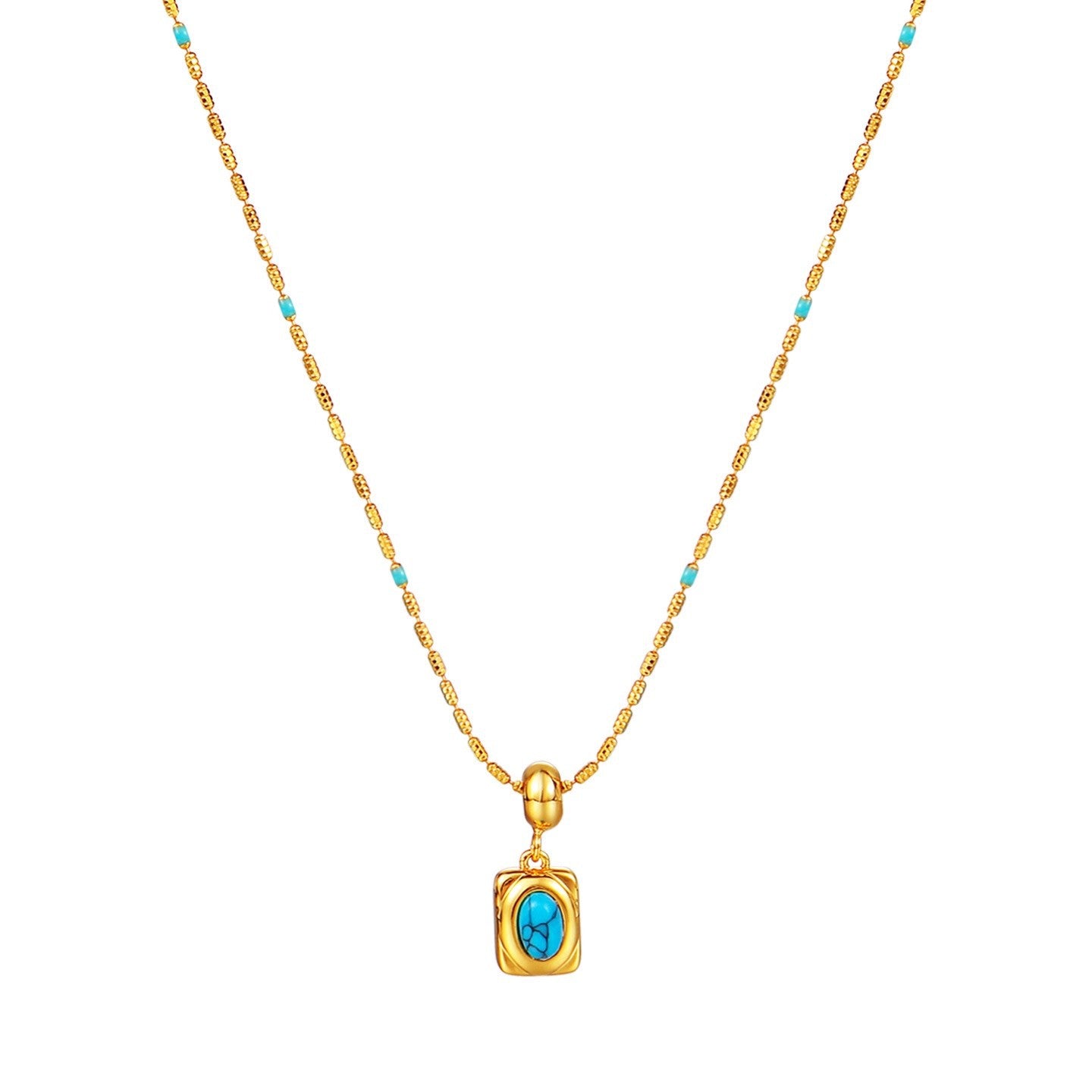 Effortless Harmony – Turquoise & Mother-of-Pearl Layered Necklace