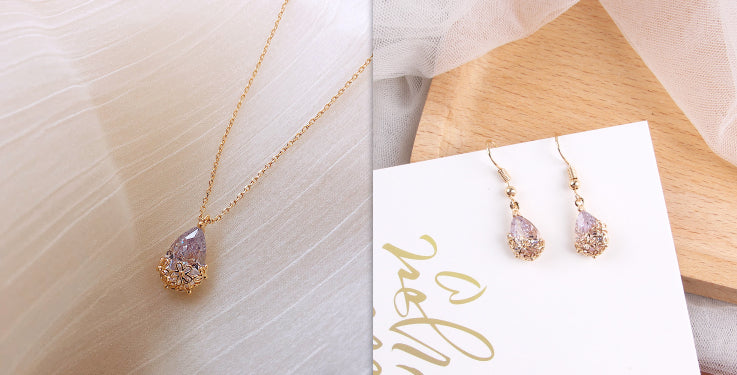 Radiant Poise Teardrop Pendant Necklace in Gold-Plated Finish