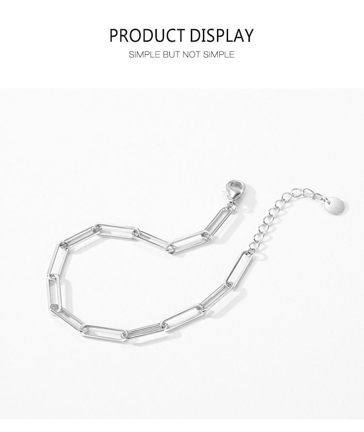Modern Sweetness 925 Silver Paperclip Chain Bracelet