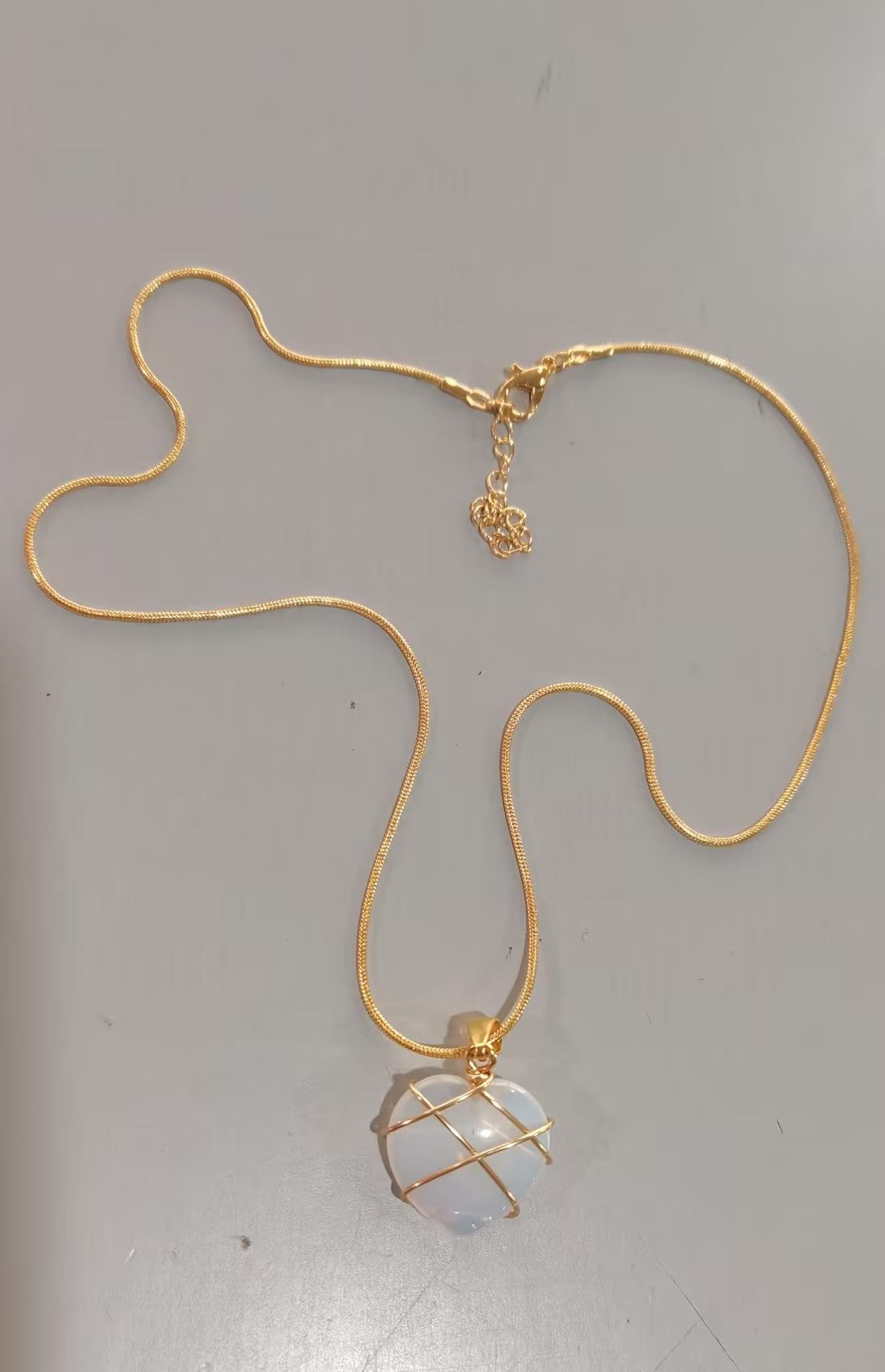 Soft Devotion Heart Moonstone Necklace in Gold-Plated Copper