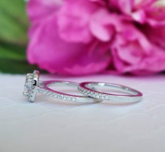 Enduring Sparkle Halo Engagement Ring in Silver Ton