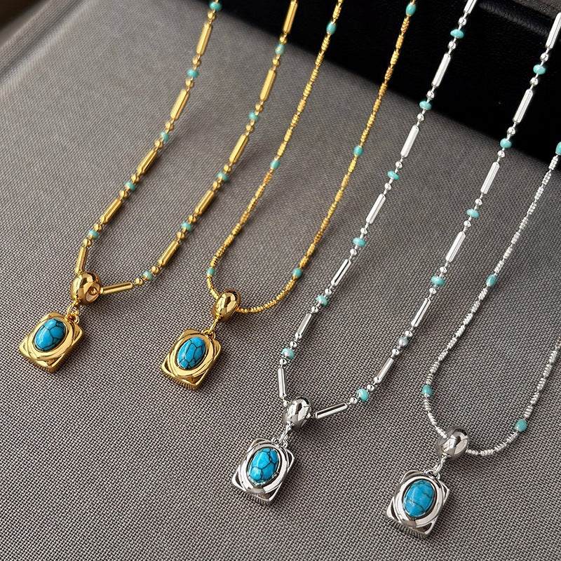 Effortless Harmony – Turquoise & Mother-of-Pearl Layered Necklace